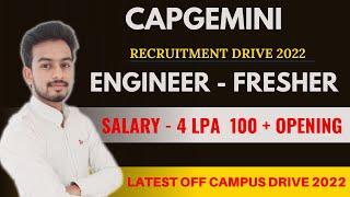 Latest Off Campus Drive 2022 | Capgemini Hiring | Engineer | Latest Job Update |Fresher |Bulk Hiring
