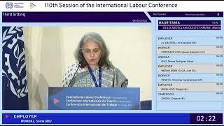 Smt Soma Mondal, Chairman, SAIL addressed the 110th Session of the International Labour Conference