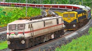 WAP7 RESCUE WDG4 EXPRESS TRAIN | BUMPY RAILROAD CROSSING | TRAIN SIMULATOR | NTG GAMING