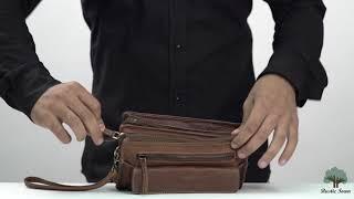 Hands On | Rustic Town Handmade Genuine Leather Men's Clutch Purse Zipper Wallet Organizer Wrist Bag