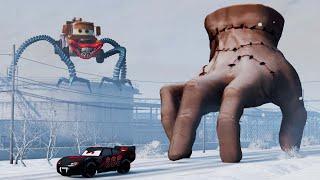 Epic escape from Lightning McQueen Eater, Squidward Eater, Sheriff Eater, Thing |BeamNG.Drive