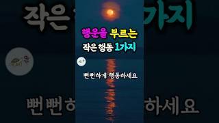 운이 들어오는 작은 행동 1가지 #삶의지혜 #좋은글 #지혜