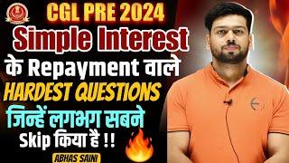 HARDEST QUESTION ASKED IN SSC CGL PRE 2024 ! SIMPLE INTEREST REPAYMENT QUESTION SOLUTION SMART WAY