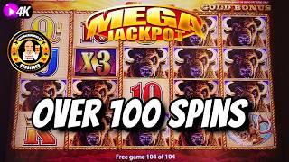 MASSIVE JACKPOT - OVER 100 SPINS on Buffalo Gold MUST SEE