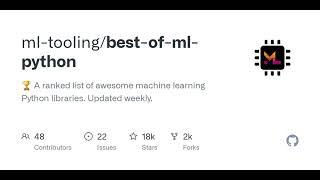 GitHub - ml-tooling/best-of-ml-python:  A ranked list of awesome machine learning Python librar...