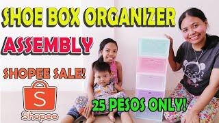 How to assemble shoe box from shopee | Shoe box organizer assembly