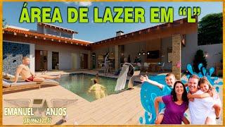 PROJETO DE ÁREA DE LAZER EM "L" COM PISCINA