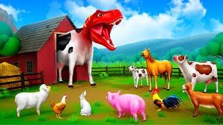 Cow-Rex Diorama - Hilarious Dinosaur Head Cow Adventure! Funny Animals Cartoons 2024