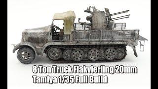 1/35 German 8 Ton Truck Flakvierling 20mm Tamiya Full Build.