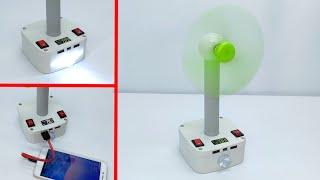 How To Make Rechargeable Table Fan | Emergency Light | Powerbank