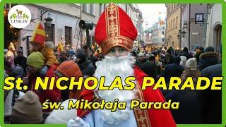 St. Nicholas Parade and Christmas Lights in Lublin, Poland.  Doesn't look like winter though!