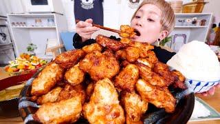 【大食い】唐揚げ定食食べたいから揚げまくった。麹盛りだくさん定食【モッパン】【MUKBANG】