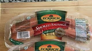 Eckrich Smoked Sausage on the grill.