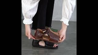 NEW 바우 소가죽 플랫샌들