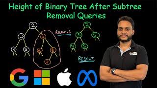 Height of Binary Tree After Subtree Removal Queries | Leetcode 2458