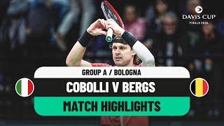 Flavio Cobolli v Zizou Bergs Highlights | Italy v Belgium Davis Cup 2024 Finals Group Stage