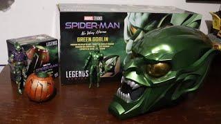 Marvel Legends Green Goblin display helmet and Pumpkin