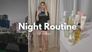 Night Hair and Skin Routine 2024 | K-Beauty products, hair oiling etc.