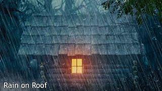 Goodbye Stress to Sleep Instantly With Heavy Rain & Thunder On Witch's Roof in Forest at Night