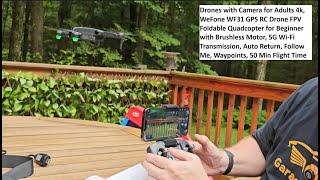 4k, WeFone WF31 GPS RC Drone FPV Foldable Quadcopter for Beginner with Brushless Motor, 5G Wi-Fi