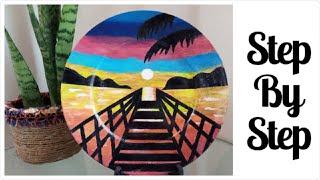 Beautiful Sunset Scenery Painting On Ceramic Plate | STEP by STEP Tutorial | Painting Pot Gallery