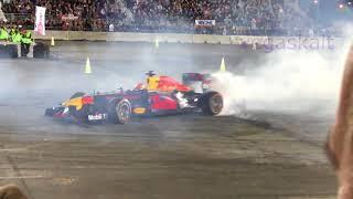 Max Verstappen drifting the Red Bull F1 Car at SEMA Ignited 2017