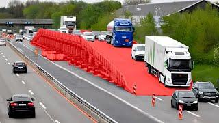 Schweizer Ingenieure schockieren China - Mobile Brücke - Asphaltbau ohne Verkehrsbehinderung