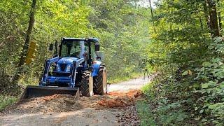 Tractor Gravel Work On The Driveway - Removing A Hump