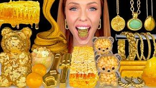 ASMR MUKBANG, Gold Food, Edible Jewelry, Candy Slime, Honeycomb, Edible Gold Dust, Lemon Jelly 먹방