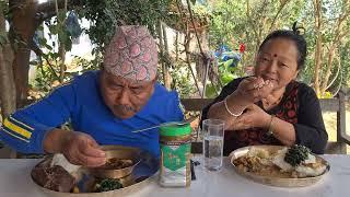 रागाको मासु कोदोको ढिडो मुलाको अचार भात | BN Vlogs Mukbang 🫰