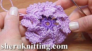Crochet Flat Center Flower With Picots/ 3D CROCHET #crochetflower