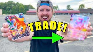 Trading My RARE Charizard Pokemon Card To A Fan!