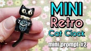 Mini Retro Cat Clock in Polymer Clay (Mini Prompt #2)