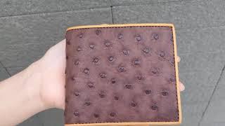 Brown Genuine Ostrich Skin Leather Wallet