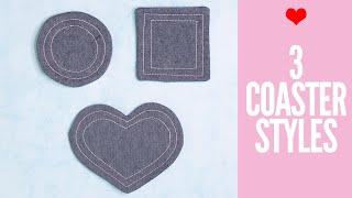 DIY Fabric Coasters - Easy Tutorial 3 Shapes