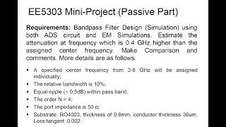 Guide of Bandpass Filter Design using ADS