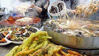 Mass production process of Korean popular snack tteokbokki, tempura, fish cake, and gimbap