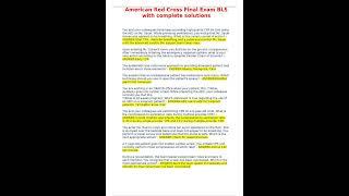 American Red Cross Final Exam BLS with complete solutions