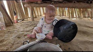 Single Mother - Earning a living by harvesting beans to sell