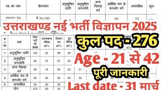 उत्तराखण्ड में निकली बैकलॉग के 276 पदों पर भर्ती 2025 || 31 मार्च तक कर लीजिये आवेदन