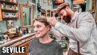  Haircut & Ear Hair Singeing With The Brazilian Barber of Seville | La Navaja Barbershop