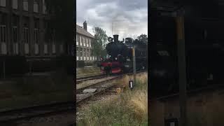 SJ 1307 Steam Engine going round back at a station (Nordsjællands Veterantog)