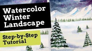 Easy Watercolor Winter Landscape for Beginners