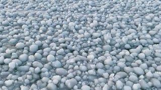 Strange ice formations spotted on Lake Manitoba