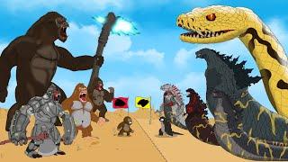 ALL Family GODZILLA vs KONG: Battle Evolve The PYTHON'S SHAPE - FUNNY CARTOON