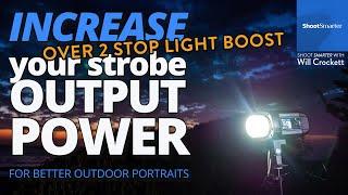 Increase (triple) your strobe output using parabolics and grid spots.