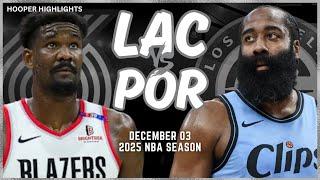 LA Clippers vs Portland Trail Blazers Full Game Highlights | Dec 3 | 2025 NBA Season