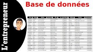 Faire une base de données sur Excel