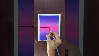 Drawing with oil pastels |  purple sunset scenery drawing #art