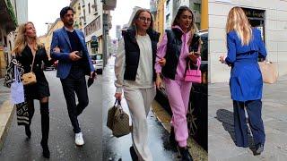 Street Fashion in Via Montenapoleone. Most Expensive Street in MILAN